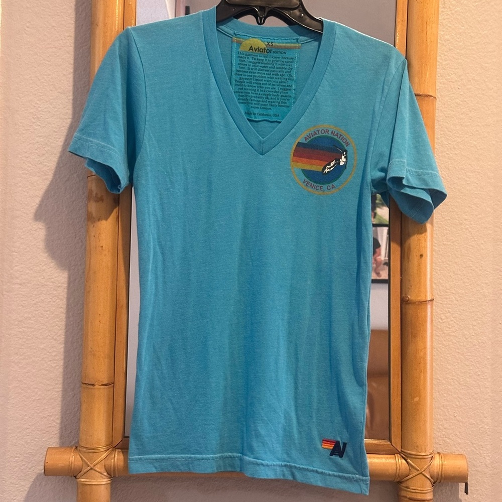 Aviator Nation rare V neck pre-loved logo tee